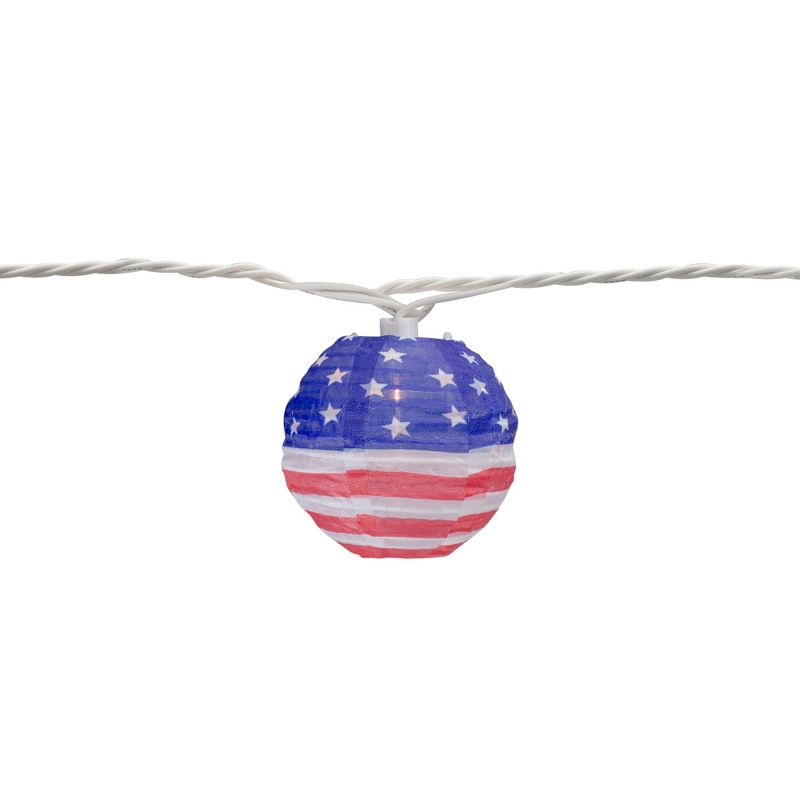 Northlight 10-Count American Flag 4th of July Paper Lantern Lights, 8.5ft White Wire, 4 of 8