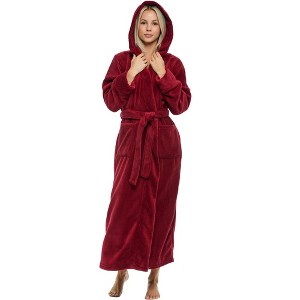 ADR Plush Fleece Women's Robe, Long Hooded Women's Bathrobe, Soft Cozy Women's Bath Robe & Plus Sizes - 1 of 4