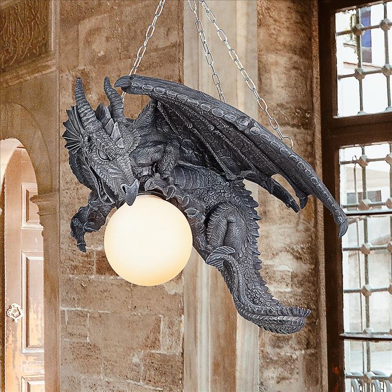 Design Toscano Nights Fury Sculptural Hanging Dragon Lamp, 1 of 8
