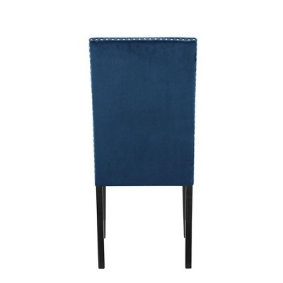 Celeste Transitional Blue Velvet Upholstered Parsons Side Chair
