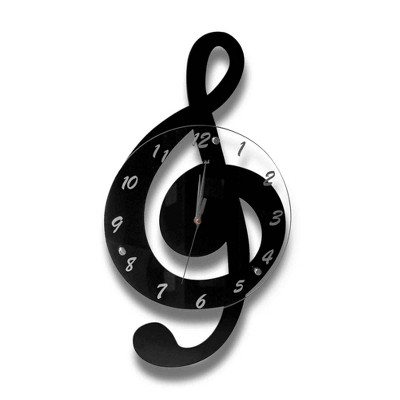 Treble Clef Wall Clock Black - Creative Motion Industries