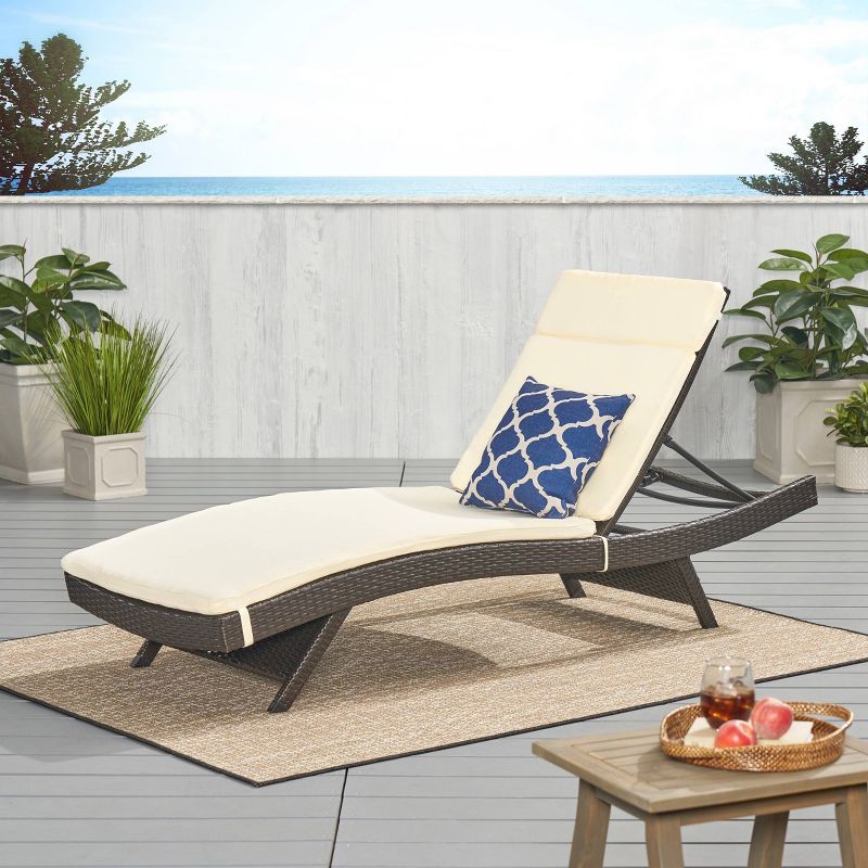Salem Brown Wicker Adjustable Chaise Lounge - Beige - Christopher Knight Home, 6 of 13
