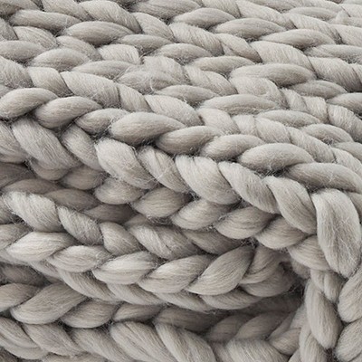 Fog Gray Chunky Knit Cotton Throw Blanket
