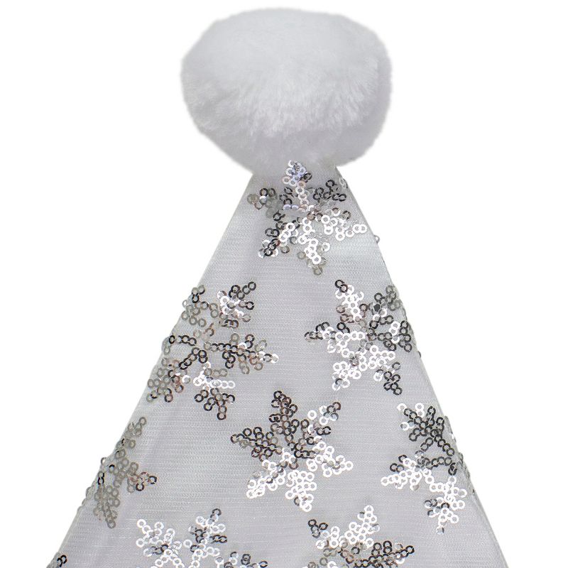 Northlight 21" Silver and White Sequin Snowflake Christmas Santa Hat Costume Accessory - Medium, 4 of 5