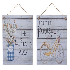 Transpac MDF Distressed Wood Sign Set of 2 Spring Home Decorations - 1 of 1