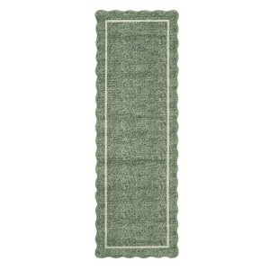 Scalloped Washable Bordered Living Room Bedroom Rug, Ultra Thin Non Slip Indoor Farmhouse Carpet for Dining Room - 1 of 4