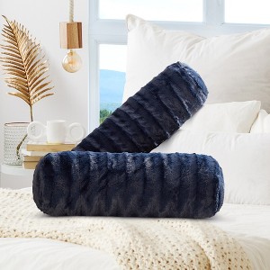 Cheer Collection Decorative Faux Fur Bolster Pillows Set of 2 - 1 of 4