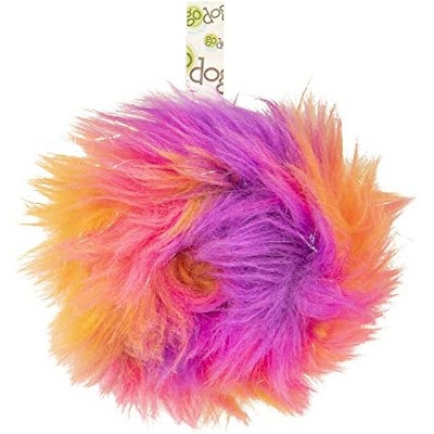goDog Furballz Ring Squeaky Plush Dog Toy, Chew Guard Technology - Warm Rainbow, Small