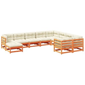 vidaXL Outdoor Patio Sofa Set - 10 Piece Modular Pine Wood Furniture with Cushions, Weather-Resistant for Garden/Terrace - 1 of 4