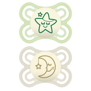 MAM Perfect Night Pacifier 2ct - Green/White - 0-6 Months, Clear