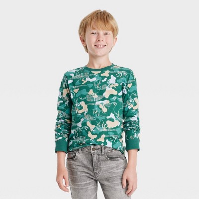Age 7-13 Years Boys Childs Cargo Bay Long Sleeve Printed Crew Neck T-Shirt 