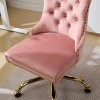 GlasFlength Task and Office Chairs Modern Velvet Swivel Chair with Gold Base and Tufted Back for Home Office, Pink, 24.8"*19.4"*38.6" - 4 of 4