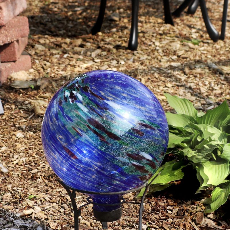 Sunnydaze Indoor/Outdoor Artistic Gazing Globe Glass Garden Ball for Lawn, Patio or Indoors - 10" Diameter, 3 of 17