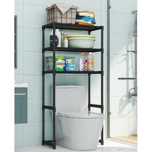 3-Tier Over The Toilet Shelf, Freestanding Bathroom Organizer with No Drilling, Space Saving Storage Rack for Bathroom, Laundry Room, Balcony - 1 of 4