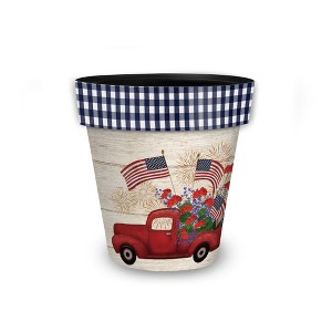 Briarwood Lane Planter 8.5" x 8.5" x 8.5" Stars and Stripes Truck Small Planter - 1 of 4
