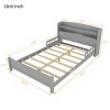 1 Full Bed Frame, Solid Pine Wood Storage Headboard with LED Light and Guardrails - Baofuwish - 4 of 4