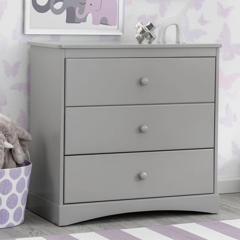 Delta Children Skylar 3-Drawer Dresser with Changing Top and Interlocking Drawers - Gray, 4 of 16