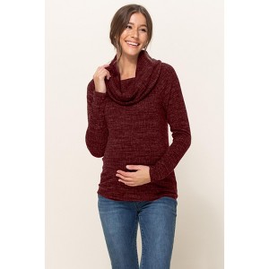 Hello Miz Women's Cowl Neck Long Sleeve Maternity Knit Sweater Top - 1 of 4