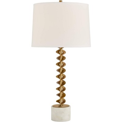 Possini Euro Design Possini Euro Corkscrew Brass and White Marble Table Lamp with Dimmer