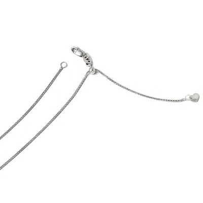 Black Bow Jewelry 1mm 14k White Gold Adjustable Diamond Cut Wheat Chain Necklace