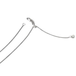 Black Bow Jewelry 1mm 14k White Gold Adjustable Diamond Cut Wheat Chain Necklace - 1 of 4