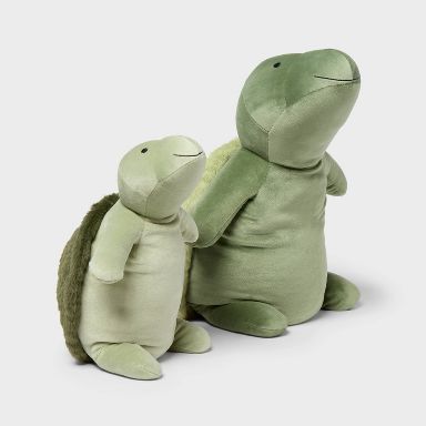 Turtle and Baby Weighted Plush Kids' Throw Pillow Green - Pillowfort™