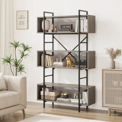 6 Tier Bookshelf with Storage, 71.3 Inch Tall Industrial Book Shelf with Open Display Bookshelves