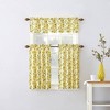 Sunflower Print Semi Sheer Rod Pocket Kitchen Curtain Valance and Tiers Set Yellow - No. 918 - 4 of 4