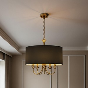 DORESshop Modern 5-Light Gold Chandelier with Black Drum Shade E12for Dining Rooms, Living Rooms(Light bulbs not included) - 1 of 4