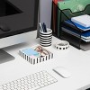 Mind Reader Desktop Organizer Set, Pen Cup, Clip Dish, Memo Tray, Office, Ceramic, 3"L x 3"W x 4"H, 3pc., Black & White - 2 of 4