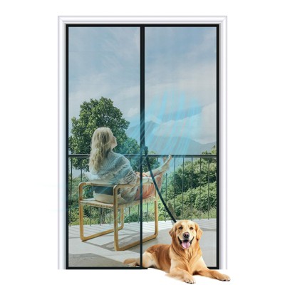 AMMER Magnetic Screen Door, Fits Door Size 72 x 84 Inch, Heavy Duty Fiberglass, Hook & Loop for Sliding Entrance, Gray