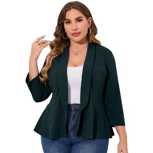 Coolmee Women Plus Size Casual Blazer Open Front Long Sleeve Work Office Cardigan Jackets - 1 of 4