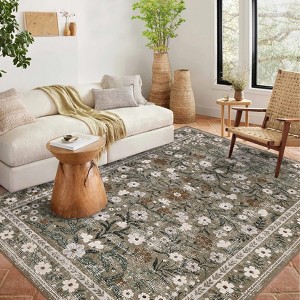 COZONY Retro Area Rug with Mottled Floral Pattern, Durable Non-Shedding Low Pile Washable Carpet for Living Room, Bedroom & Home Decor - 1 of 4