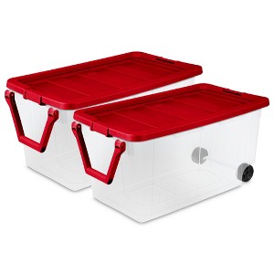 Sterilite 160 Qt Wheeled Storage Box, Large Plastic Container with Lid, 2 Pack - 1 of 4
