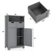 Costway Bathroom Floor Cabinet Wooden Storage Organizer w/Drawer Doors - 3 of 4