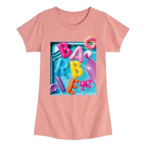 Girls' - Barbie - Summer Pool Floaties Logo Fitted Short Sleeve Graphic T-Shirt - 1 of 3