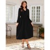 Womens Fall Dress Long Sleeve Ruffle V Neck Dress Elastic Waist Maternity Friendly Maxi Dress S-2XL - 2 of 4