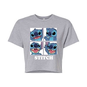 Women's - Lilo and Stitch - Stitch Blocks Cropped Graphic T-Shirt - 1 of 4