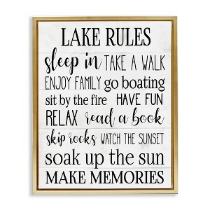 Stupell Industries Motivational Lake Rules Sign Floating Frame Canvas Art - 1 of 4