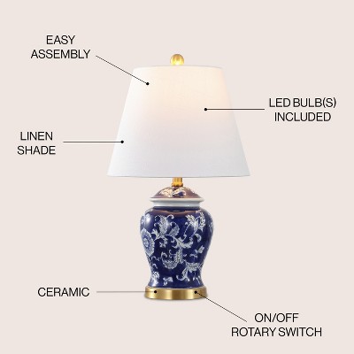 Penelope 22" Chinoiserie Blue and White LED Table Lamp