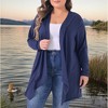 Agnes Orinda Women's Plus Size Long Sleeve Open Front Lightweight High Low Hem Draped Cover Cardigan - 2 of 4