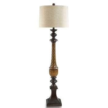 Toffee Wood Traditional Two-Tone Brown Swirled Floor Lamp - StyleCraft