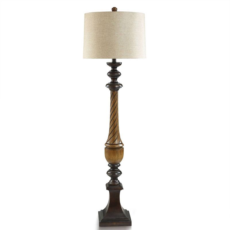 Toffee Wood Traditional Two-Tone Brown Swirled Floor Lamp - StyleCraft, 1 of 6