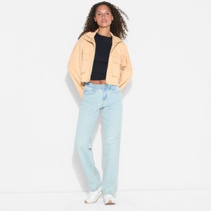 Women's Hooded Cropped Chore Fashion Jacket - Wild Fable™ Beige - 1 of 3