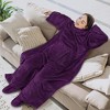 PAVILIA Wearable Blanket with Sleeves and Foot Pockets, Fleece Warm Snuggle Pocket Sleeved Throw for Women Men Adults - 3 of 4