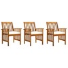 vidaXL Patio Dining Chairs Outdoor Patio Chair with Cushions Solid Wood Acacia - Cream 3 pcs - 2 of 4