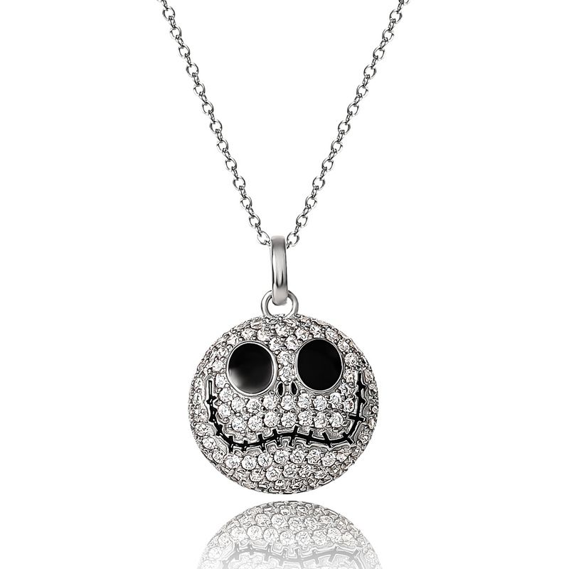 Disney The Nightmare Before Christmas Womens Sterling Silver and Cubic Zirconia Jack Pendant Necklace, 18'', 1 of 7