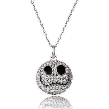 Disney The Nightmare Before Christmas Womens Sterling Silver and Cubic Zirconia Jack Pendant Necklace, 18''