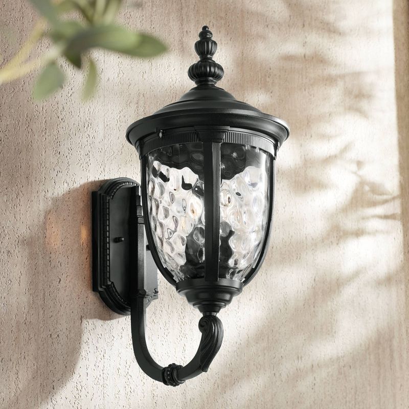 John Timberland Bellagio Vintage Rustic Outdoor Wall Light Fixture Textured Black Upbridge 21" Clear Hammered Glass for Post Exterior Barn Deck House, 2 of 10