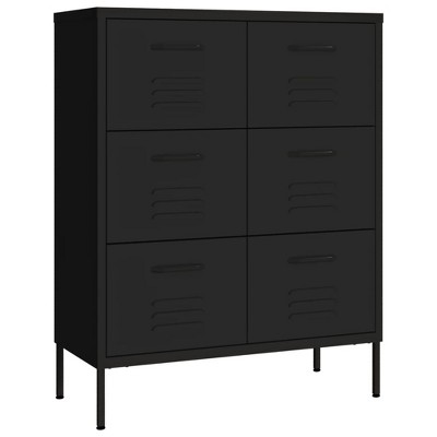 Black Steel 6-Drawer Industrial Office Cabinet